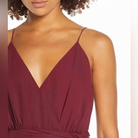 WAYF Maroon Bridesmaid Maxi Wrap V-Neck‎ Dress Size Small Burgundy - Picture 11 of 14